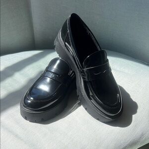 Zara Black Patent Leather Loafers